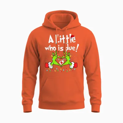 A Little Who Is Due Christmas Pregnancy Announcement Unisex Hoodie - Orange