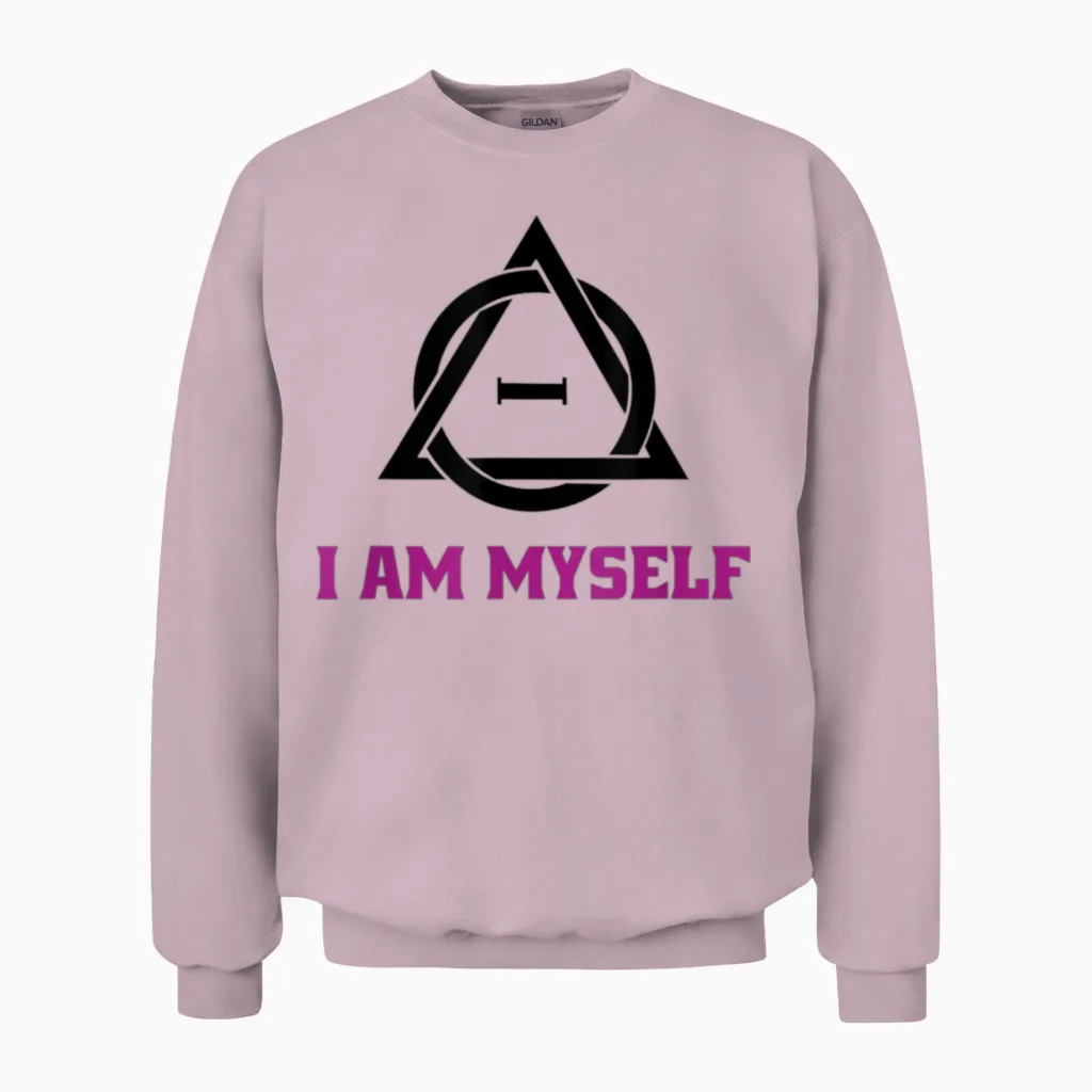 Therian Logo Theta Delta Symbol I Am Myself Unisex Sweatshirt in Light Pink