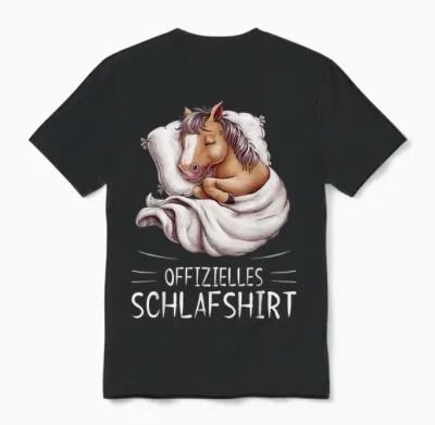 Official Sleep Shirt Horse Pyjamas T-Shirt, Black Unisex T-Shirt - Black