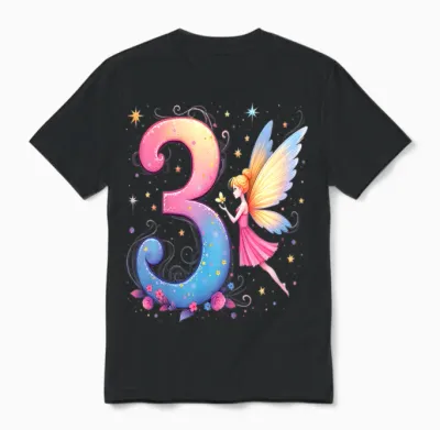 Kinder Magische Fee 3. Geburtstag Mädchen 3 Jahre Unisex T-Shirt - Black