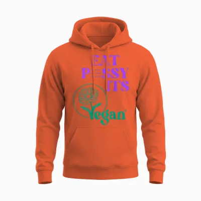 Eat Pssy Its Vegan X Only Love Fans Liebe Valentinstag. Back Unisex Hoodie - Orange