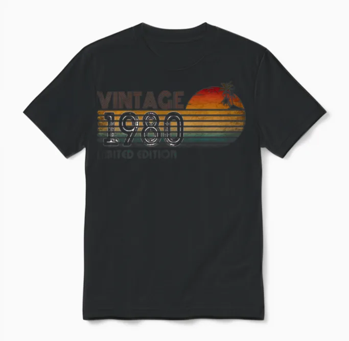 Retro Sunset 1980 Summer & Beach Unisex T-Shirt in Black