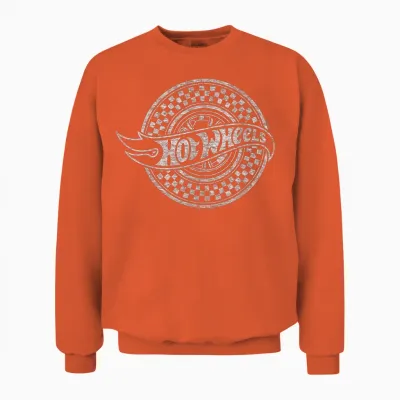 Hot Wheels - Checked Circle Logo Unisex Sweatshirt - Orange