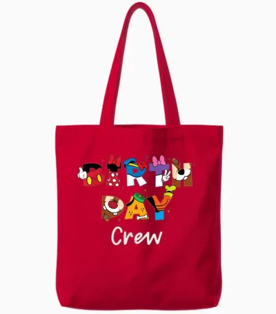 Disney "birthday Crew" Mickey Mouse and Friends Letters Tote Bags - Red