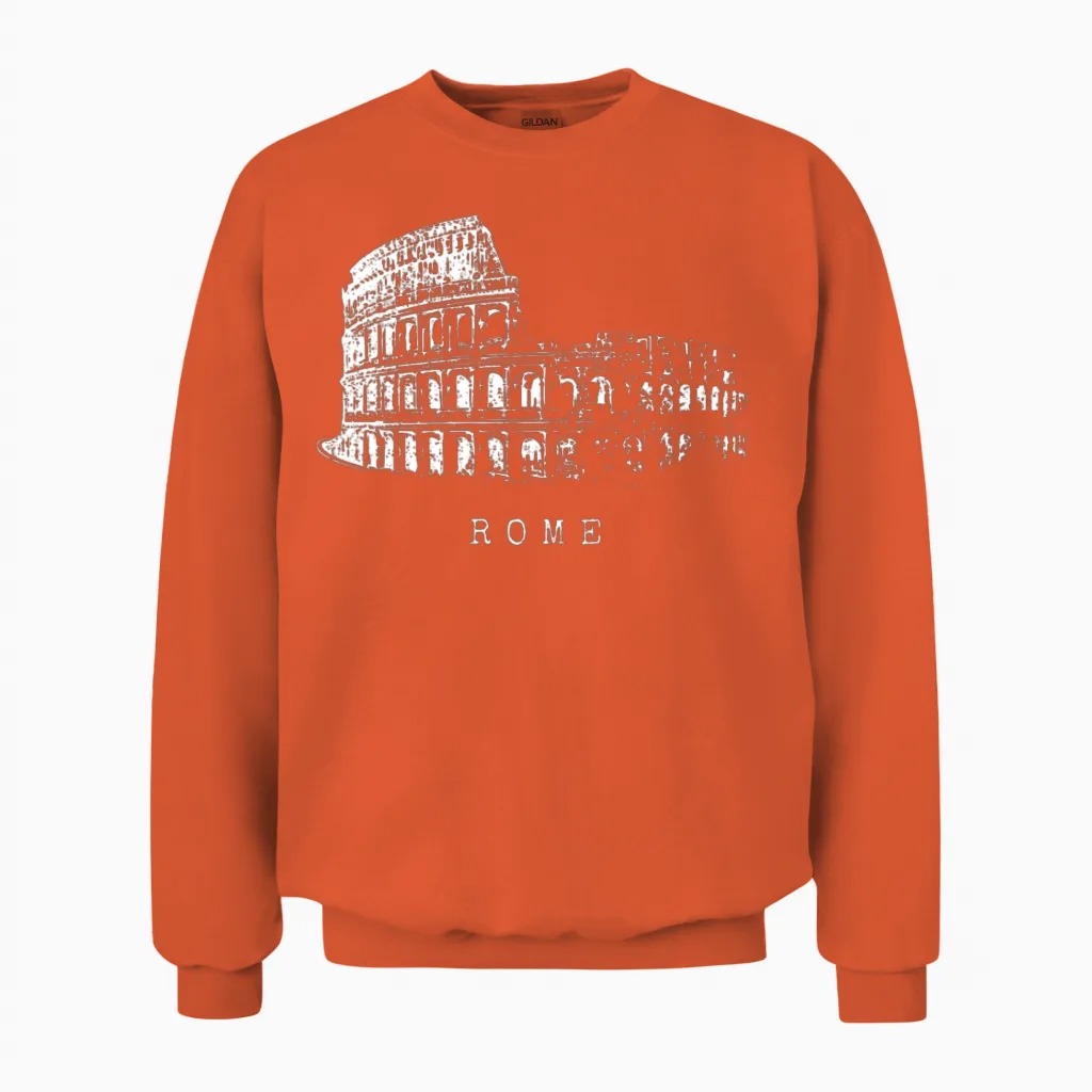Rome Colosseum Vintage Skyline Italy Fan Love Roma Unisex Sweatshirt in Orange