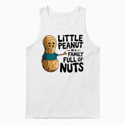 Little Peanut in a Family Full of Nuts Print Baby Unisex Tank Top - White