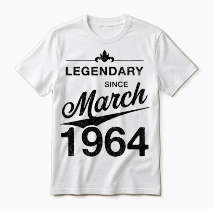 60th Birthday 60 Year Old Born March 1964 Gift Unisex T-Shirt in White