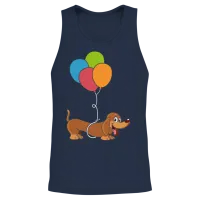 Dachshund with Balloon Dog Lover Gift Unisex Tank Top - Navy – 2