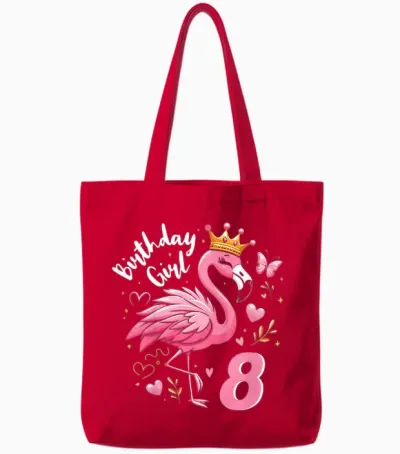 8. Geburtstag Süßes Flamingo Mädchen 8 Jahre Alt Niedlich Tote Bags - Red