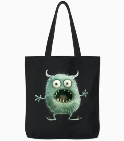 Funny Monster Tote Bags - Black