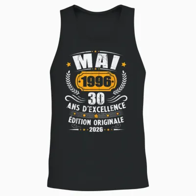 Vintage Mai 1996 Cadeau Anniversaire 30 Ans Hommes Femmes Unisex Tank Top - Black