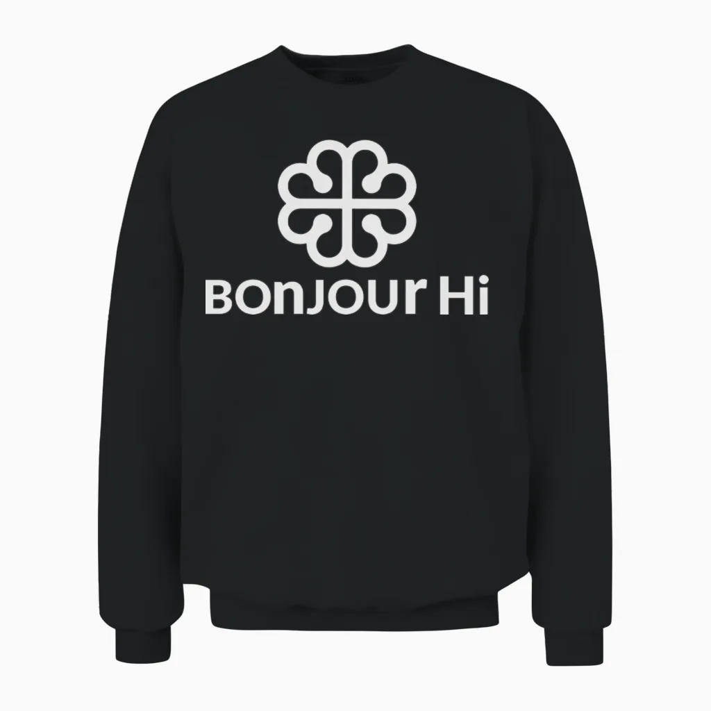 Bonjour Hi Unisex Sweatshirt in Black