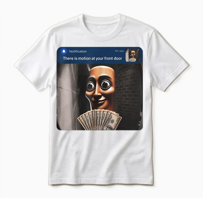 There Is Motion at Your Front Door Tung Tung Tung Sahur Meme Unisex T-Shirt in White