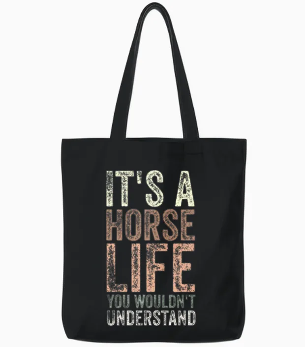 Horses Live Horse Lovers Tote Bags in Black
