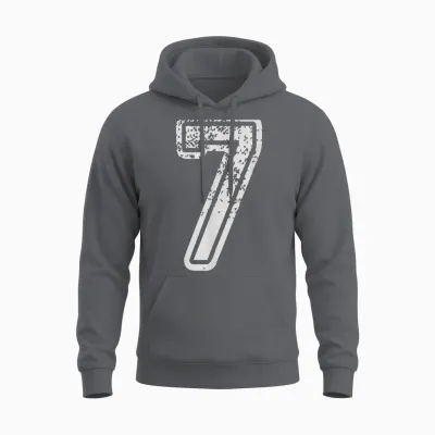 Team Jersey Uniforms Number 7 Seven School Sports Birthdays Unisex Hoodie - Charcoal