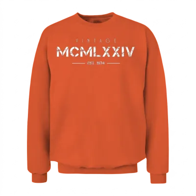Vintage Born in 1974 Roman Numerals 48th Unisex Sweatshirt - Orange
