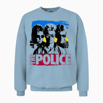 Officiel the Police Sunglasses Artwork Unisex Sweatshirt - Light Blue