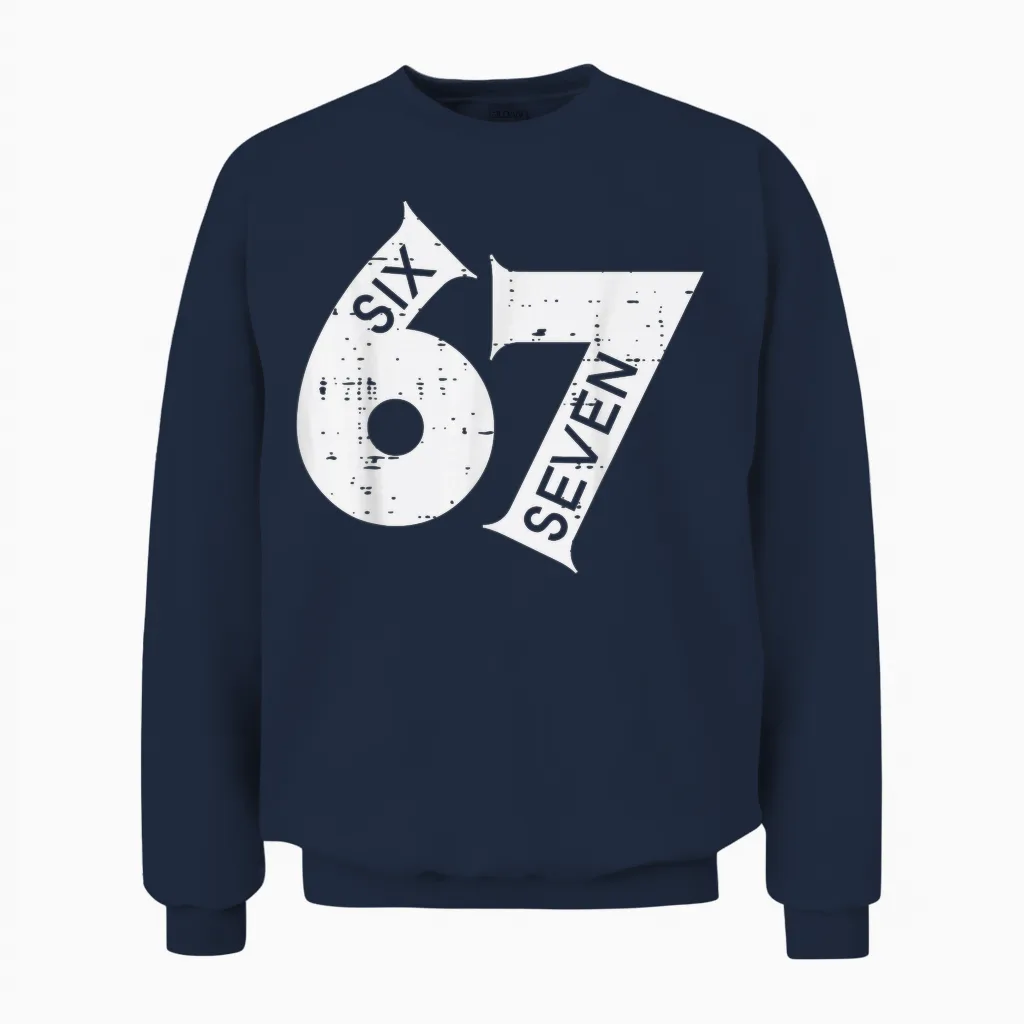 67 Meme Six Seven Number 6 7 on It Costume Boys Unisex Sweatshirt in Navy