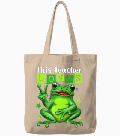 Biology Teachers: This Teacher Loves Frog Tote Bags - Natural