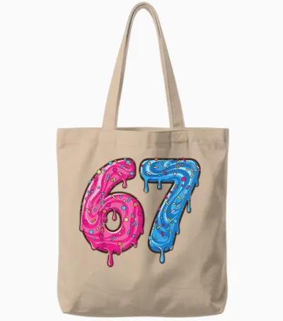 67 Costume Six Seven Meme Number 6 7 on It Youth Teen Boys Tote Bags - Natural