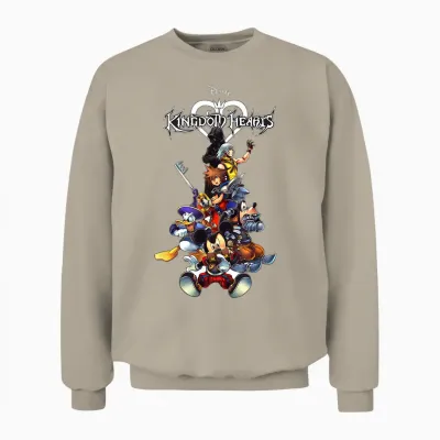 Disney Kingdom Hearts Group Shot Action Pose Logo Unisex Sweatshirt - Sand