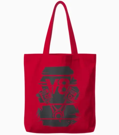 T-Shirt Engine V8 Logo Symbol, Grey, S Tote Bags - Red