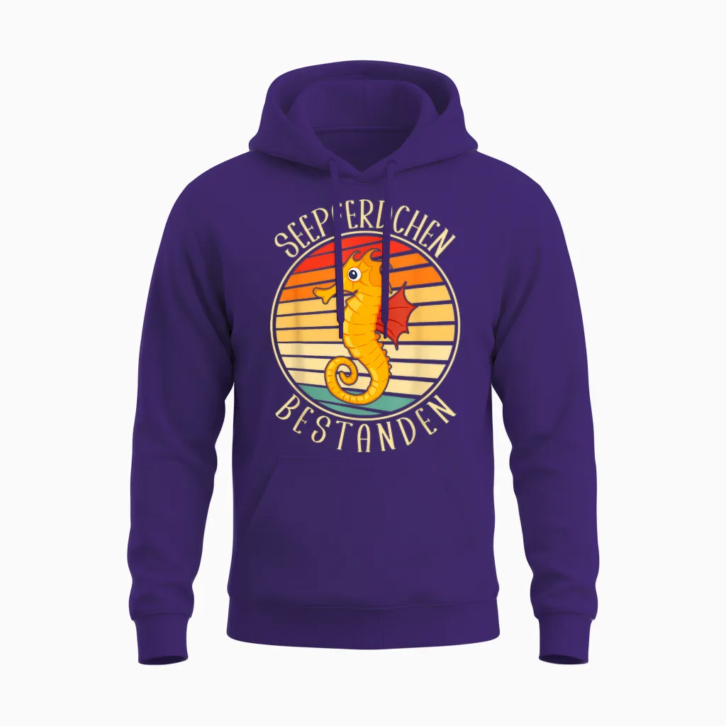 Seepferdchen Bestanden Frühschwimmer Abzeichen Unisex Hoodie in Purple