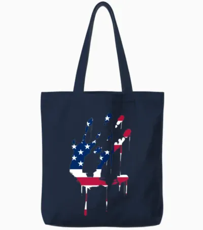 America Flag Art Tote Bags - Navy