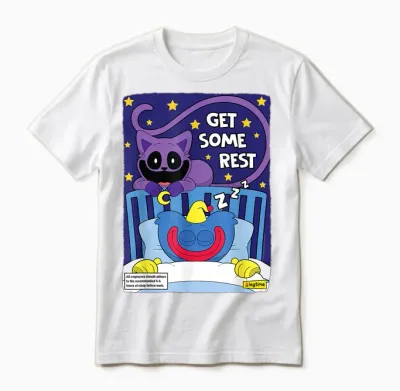 Poppy Playtime Catnap & Huggy Wuggy Gönnen Sich Etwas Ruhe Unisex T-Shirt - White