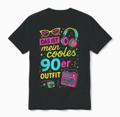 Das Ist Mein Cooles 90er Outfit - 90s 80s Unisex T-Shirt - Black