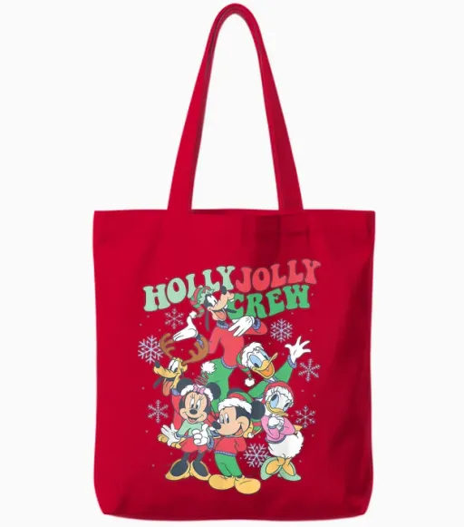 Disney Mickey & Friends Christmas Holly Jolly Crew Tote Bags - Red