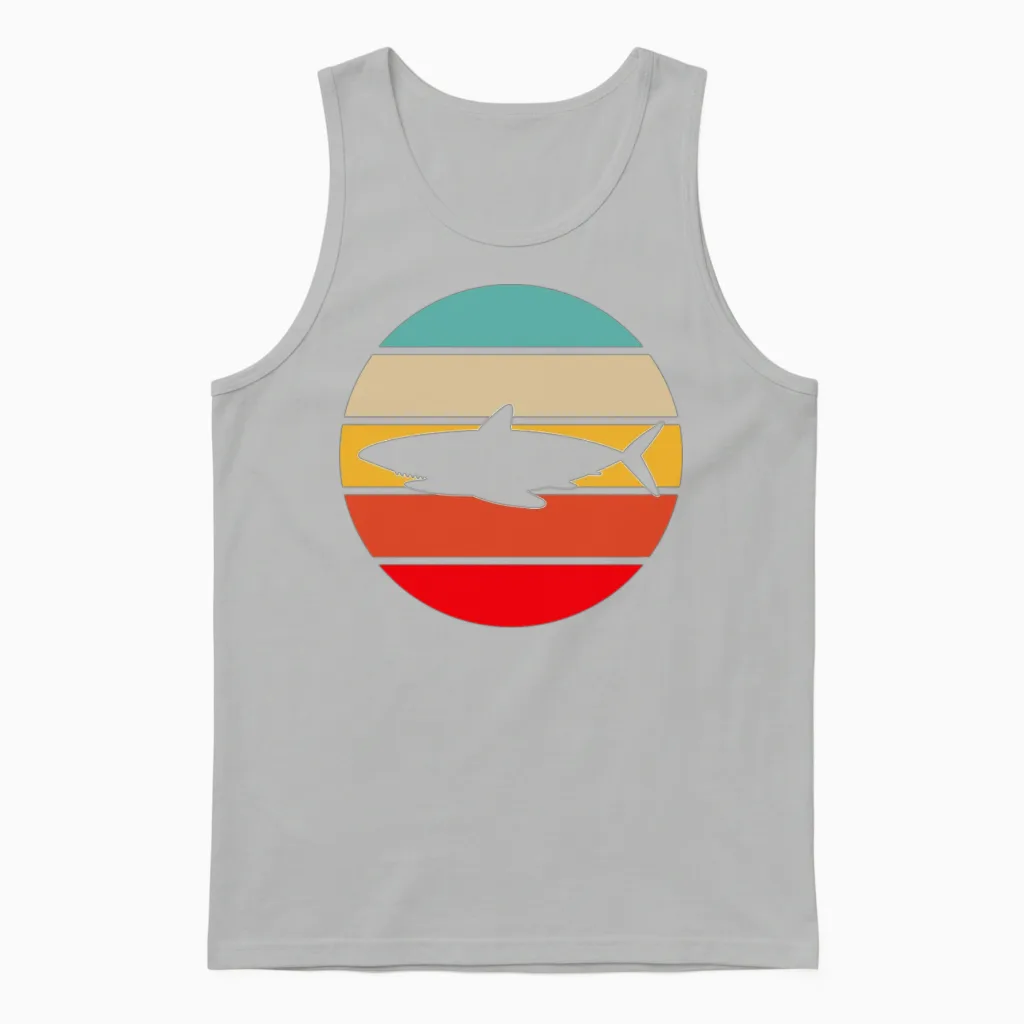 Shark Retro Unisex Tank Top in Ash