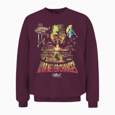 Fallout Video Game New Vegas War Never Changes Collage Unisex Sweatshirt - Maroon