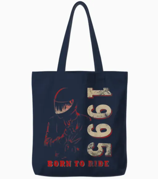 Limited Edition 1995 Biker Moto 30 Years Shirt, Black, S Tote Bags - Navy