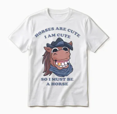 Horses Are Cute I Am Cute So I Must Be a Horse Unisex T-Shirt - White