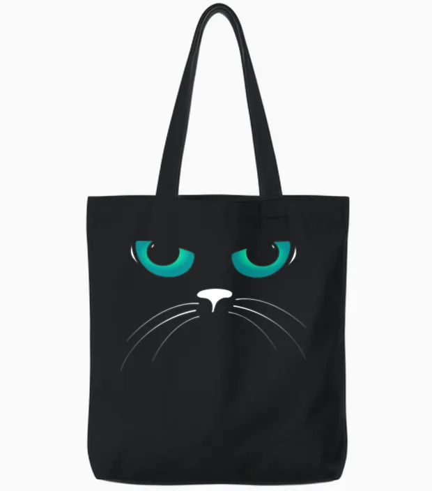 Cats Eyes Funny - Cat Lovers Tote Bags in Black