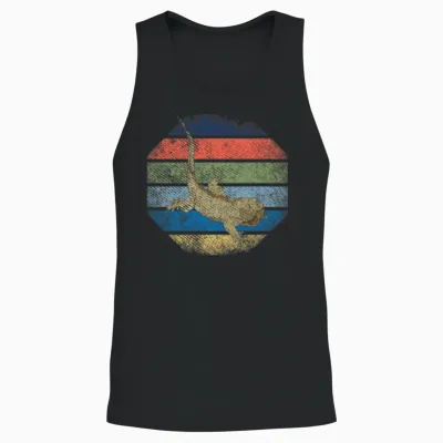 Retro Hexagon Iguana Unisex Tank Top - Black
