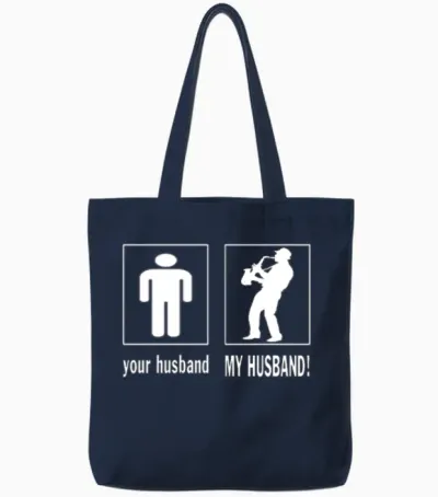 Saxophone Player - My Husband Tote Bags - Navy