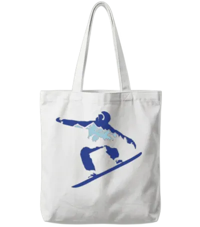 Snowboarding, Snowboarder and Mountains Tote Bags - White