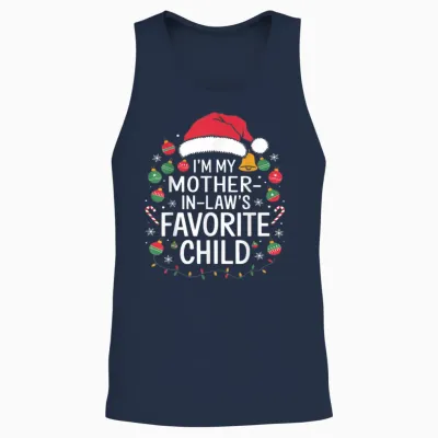 I'm My Mother in Laws Favorite Child Santa Mothers Day Unisex Tank Top - Navy