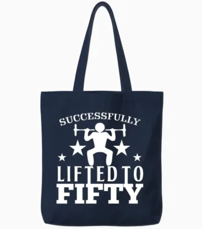 50th Birthday & Weightlifter Gift Tote Bags - Navy
