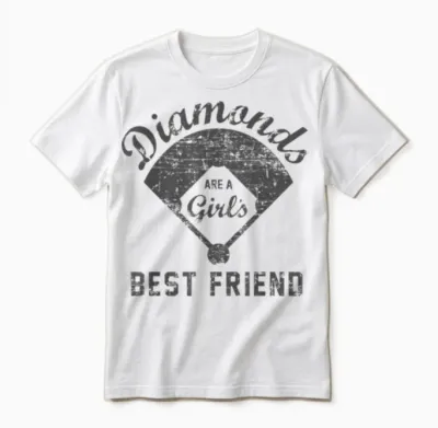 Diamonds Are a Girl's Best Friend Shirt Softball Mom Gift Unisex T-Shirt - White