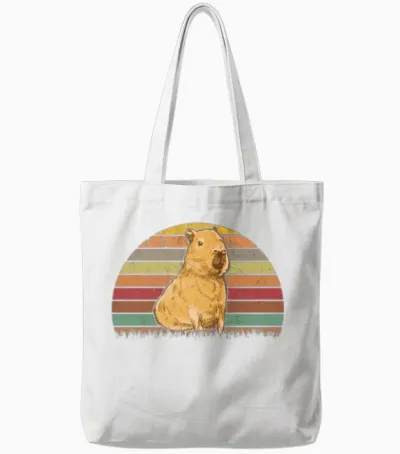 Capybara Retro Vintage Tote Bags - White
