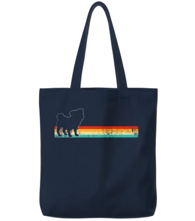 Pug Retro Tote Bags - Navy