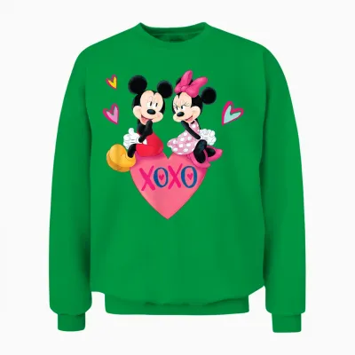 Disney Mickey Mouse and Minnie Xoxo Valentine's Day Unisex Sweatshirt - Irish Green