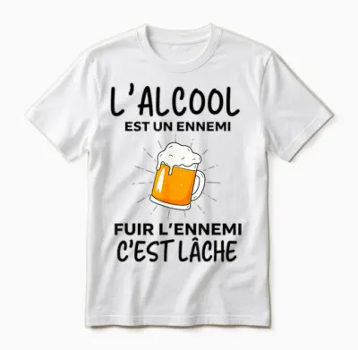 Alcohol Is an Enemy Fleeing the Enemy It's Loose Funny Beer Unisex T-Shirt - White