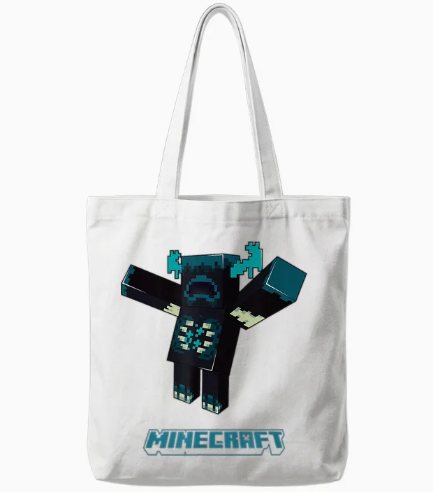 Minecraft Sculk Shriekers Hostile Mob Warden Attacking T-Shirt, Blue Tote Bags in White
