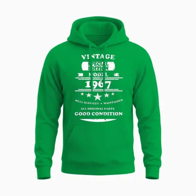 Vintage Retro White 1967 Unisex Hoodie - Irish Green