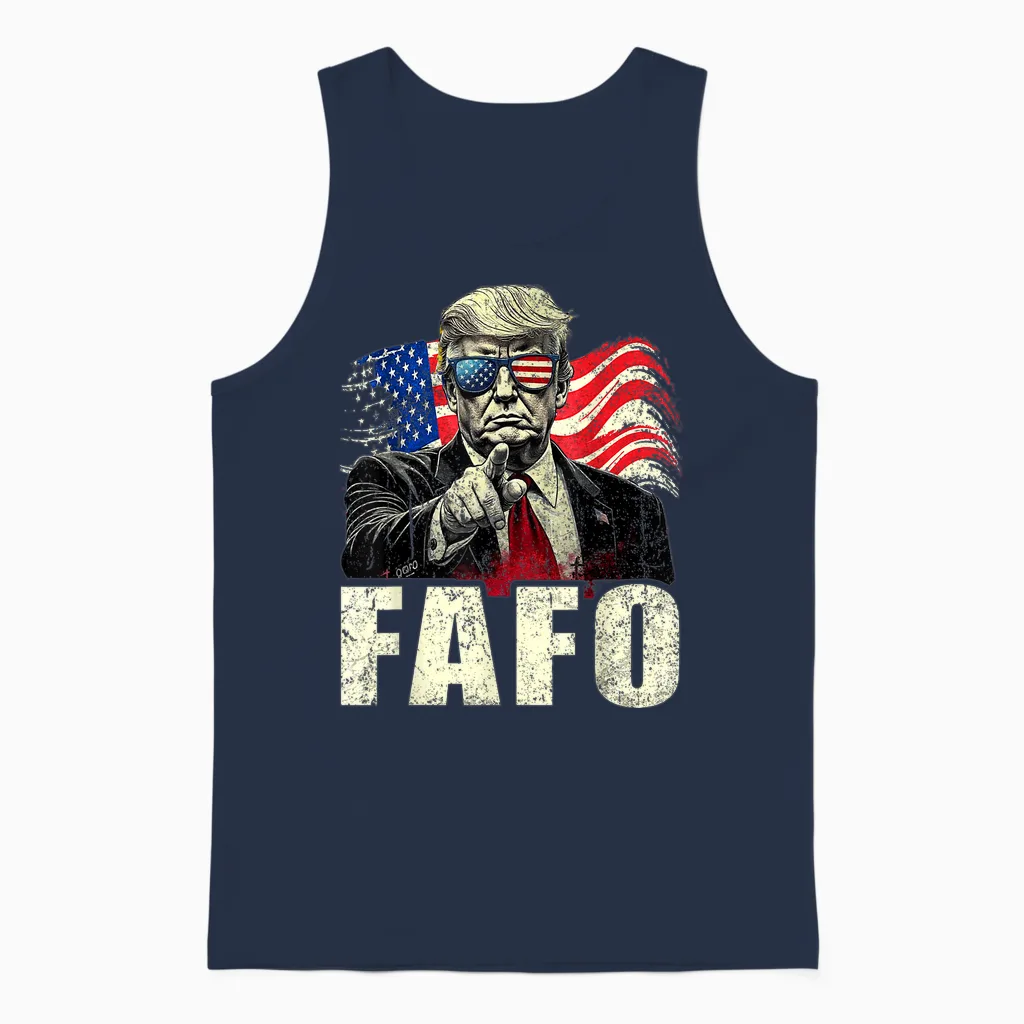 Funny Fafo Trump Fafo American Usa Unisex Tank Top in Navy