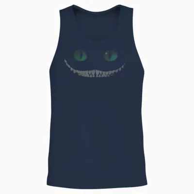 Disney Alice in Wonderland Smile Cheshire Cat T-Shirt, Black Unisex Tank Top - Navy